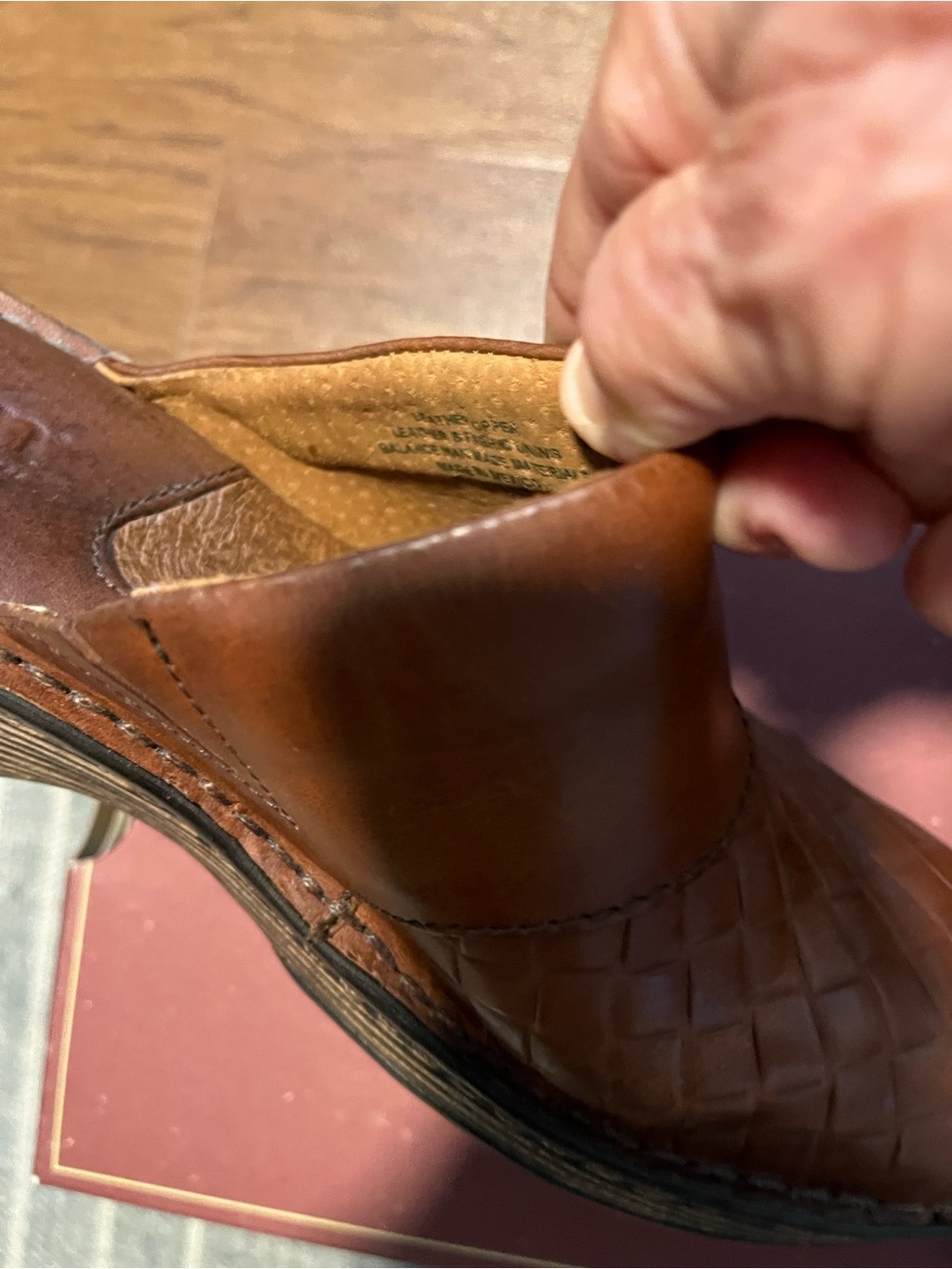 Born Designer Brown Woven Leather Slip-On Clogs size 6 - Picture 6 of 13